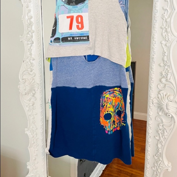 SALE One of a Kind SAMPLE Colorful POP Reconstructed T-Shirt Dress - Picture 4 of 7